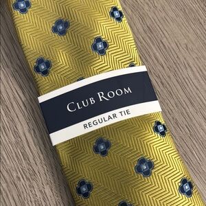Club Room Men's Classic Floral Medallion Tie Yellow/Blue MSRP$55 New with Tags